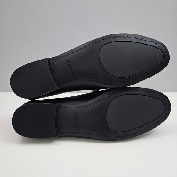 Vionic Charlotte Flat Loafer Womens 9.5 Black Leather Gold Chain Comfort Work - Picture 11 of 13